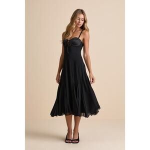 Lulus Enticing Invite Black Pleated Midi Dress - Size M